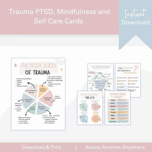 Trauma PTSD, Mindfulness and Self Care Cards